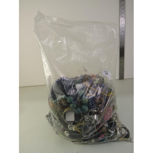 81 - 10kg bag of unsorted costume Jewellery.