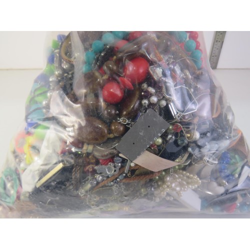 82 - 10kg bag of unsorted costume Jewellery.