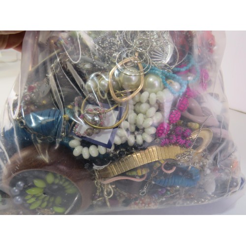 83 - 10kg bag of unsorted costume Jewellery.