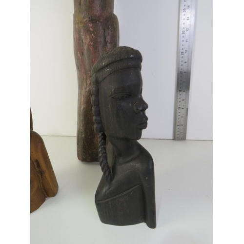 122 - Three assorted carved wooden tribal figures