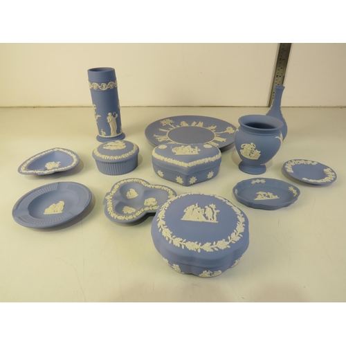 132 - Collection of Wedgewood blue and white Jasperware ceramics.