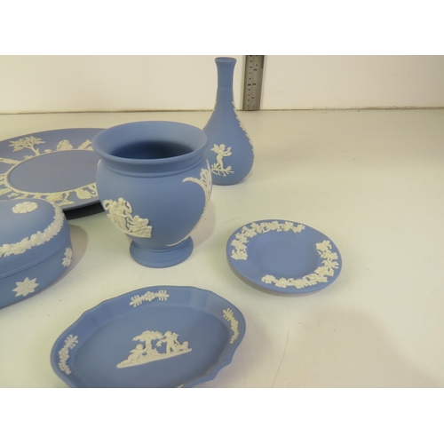 132 - Collection of Wedgewood blue and white Jasperware ceramics.