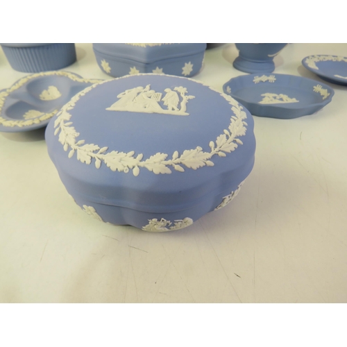 132 - Collection of Wedgewood blue and white Jasperware ceramics.