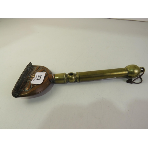 135 - Victorian brass/copper horsehair singeing grooming brush.