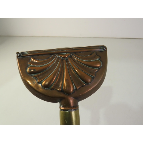 135 - Victorian brass/copper horsehair singeing grooming brush.