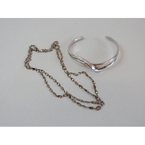 238 - Silver bangle and necklace