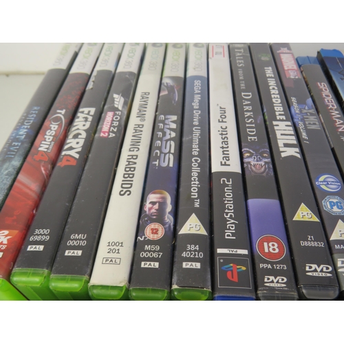 439 - Seven xbox 360 games, nine dvd's including spiderman, marvel etc, gollum set, dvd and giure a/f, rhi... 