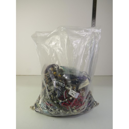 85 - 10kg bag of unsorted costume Jewellery.