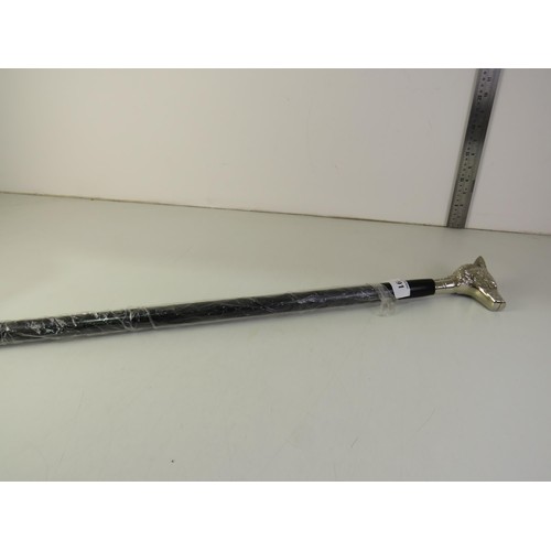 191 - Chrome wolfs head handled walking stick