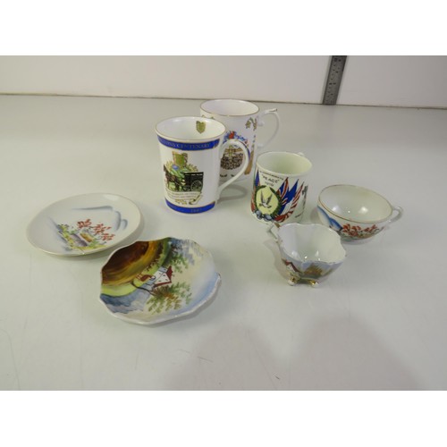 101 - Commemorative ceramics includes Aynsley 1919 peace cup and oriental cup and saucers