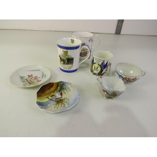 101 - Commemorative ceramics includes Aynsley 1919 peace cup and oriental cup and saucers