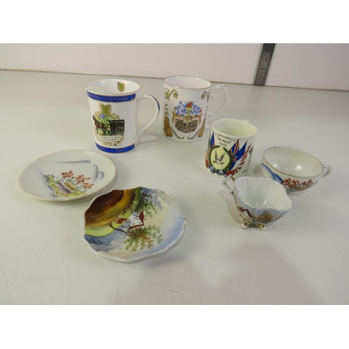 101 - Commemorative ceramics includes Aynsley 1919 peace cup and oriental cup and saucers