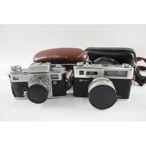 3 - Vintage Rangefinder Film Cameras Inc Yashica Electro 35 & Kiev Both with Cases