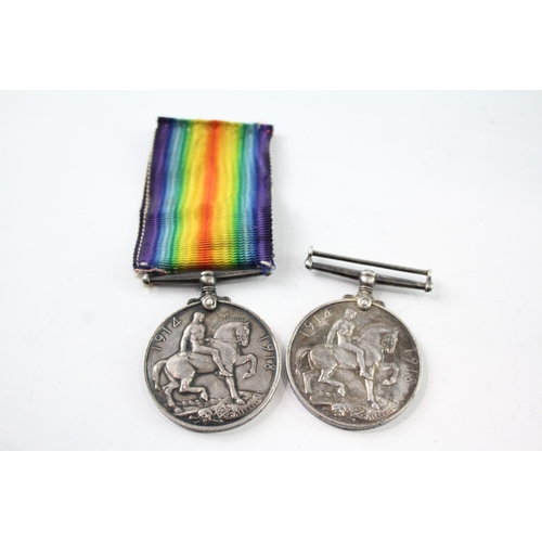 48 - WW1 War Medals Inc Officer. Capt JF Wood & 8613 Pte W Andrews Shropshire LI x2