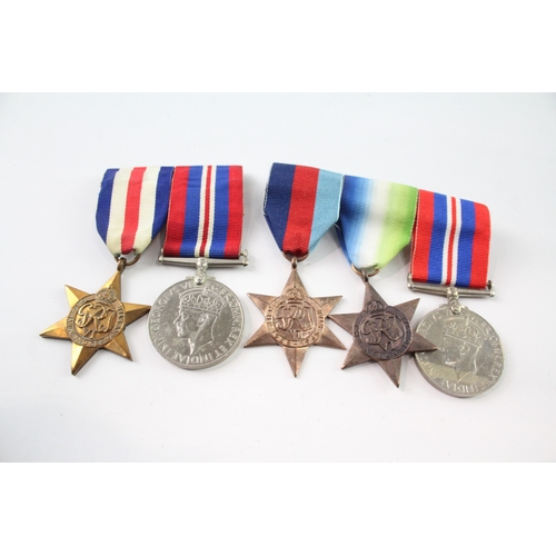 66 - Mounted WW2 Medal Groups Inc Atlantic, France & Germany Stars x 2