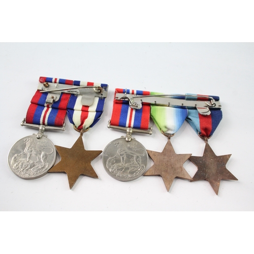 66 - Mounted WW2 Medal Groups Inc Atlantic, France & Germany Stars x 2