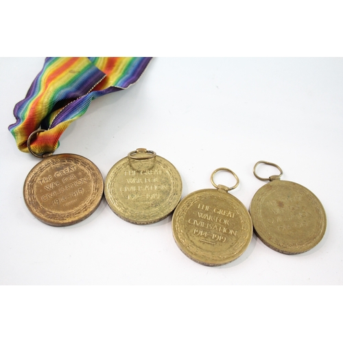 67 - WW1 Victory Medals 20300 Pte Shepherd Lancs Fus 99031 Bmbr SG Johnson RA Etc x4