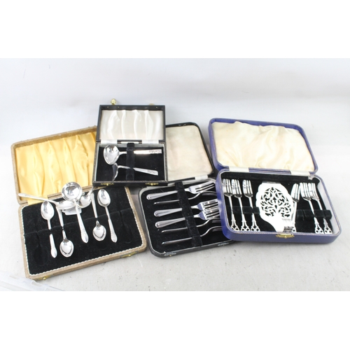 79 - Assorted Vintage Silver Plate Cutlery Sets Inc Jam Spoon, Pusher, Etc x 4 1239g