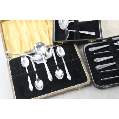 79 - Assorted Vintage Silver Plate Cutlery Sets Inc Jam Spoon, Pusher, Etc x 4 1239g