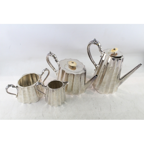 88 - Antique Victorian Four Piece Tea Service Silver Plate x 4 2000g