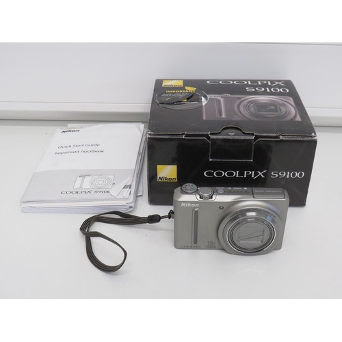 19 - Nikon Coolpix S9100 Digital Compact Camera Working w/ Nikkor 18x Wide Zoom Lens