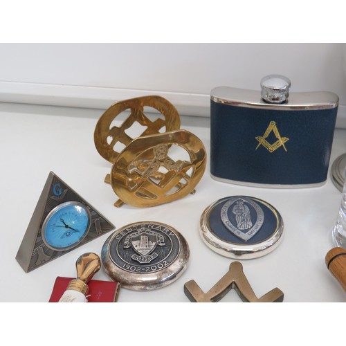 113 - Mixed Masonic Collectables Joblot Inc Plate Cufflinks Goblets Etc