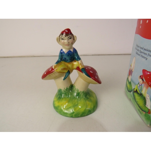 105 - Three old court potter pixieland figures Bry and Benjamin, Dinah, Leo