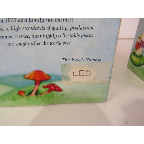 105 - Three old court potter pixieland figures Bry and Benjamin, Dinah, Leo