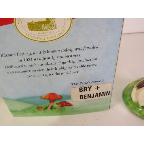 105 - Three old court potter pixieland figures Bry and Benjamin, Dinah, Leo