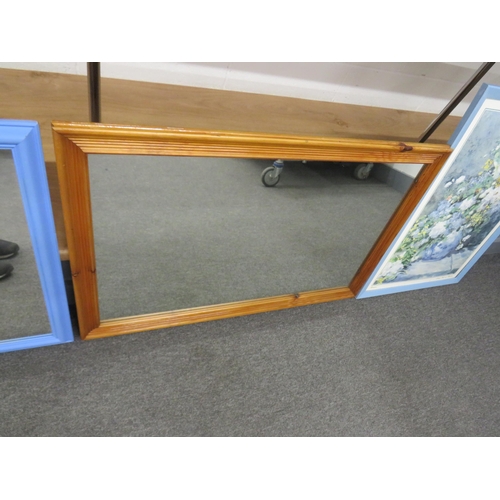 311 - Large vase of flowers print, blue mirror and pine mirror