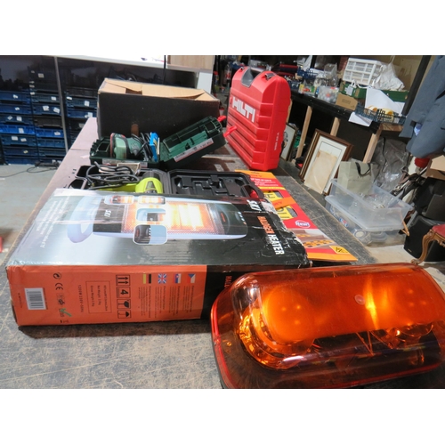319 - Bosch sander, gild heat gun, hilti case gun foam, halogen heater - all untested