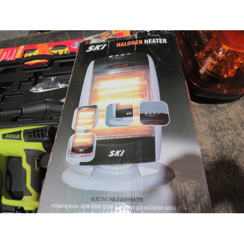 319 - Bosch sander, gild heat gun, hilti case gun foam, halogen heater - all untested