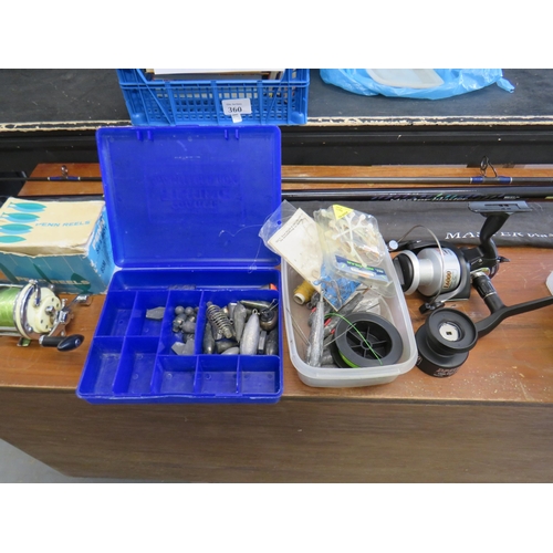 321 - beach caster rod (new) with reel (new) znc multiplier reel in box and weighs builders helmes and saf... 