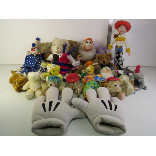 313 - Joblot of collectable teddies including Disney, ty beanie and a disney toy story 2 jessie thinking t... 