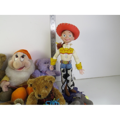 313 - Joblot of collectable teddies including Disney, ty beanie and a disney toy story 2 jessie thinking t... 