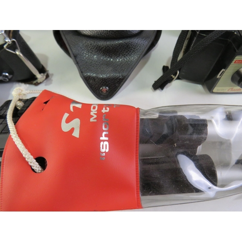 316 - Mixed lot of vintage cameras and accessories including soligor tm camera, boxed lenses, boxed vorsat... 