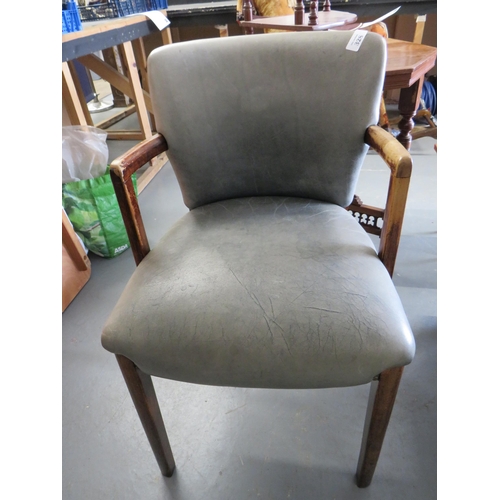 328 - Blue leather vintage oak chair