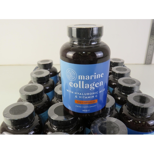 329 - 21 x 95g bottles of 120 capsules marine collagen with hyaluronic acid and vitamin c-all in date