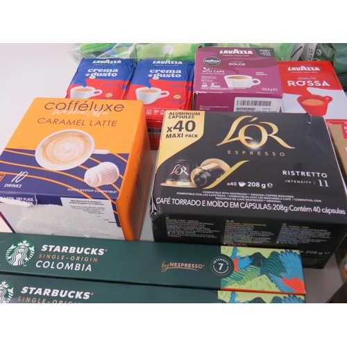 333 - Large lot of quality coffee including taylors, lavazza, starbucks, L'or etc all in date