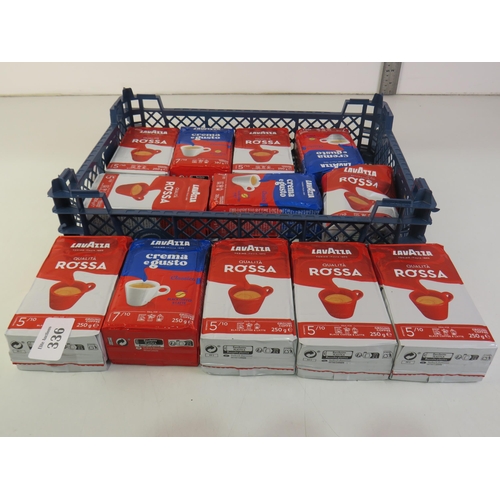 336 - twelve 250g packs lavazza coffee