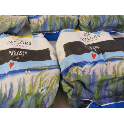 338 - Five 1kg bags taylors coffee beans and five packs of assorted coffee