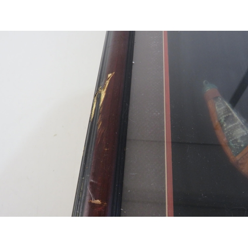 254 - Jambiya yemen dagger bone handle displayed in a frame