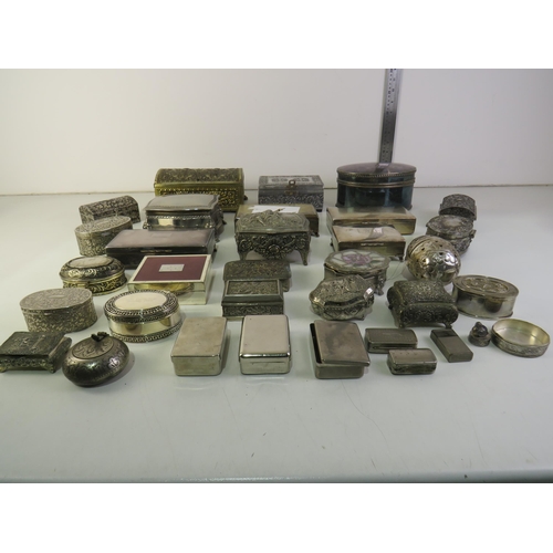 340 - Collection of ornate silver plated boxes and trinket boxes