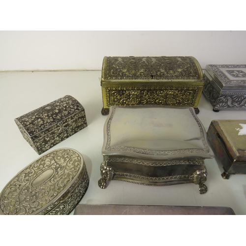 340 - Collection of ornate silver plated boxes and trinket boxes