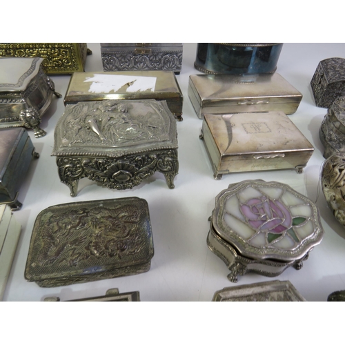 340 - Collection of ornate silver plated boxes and trinket boxes