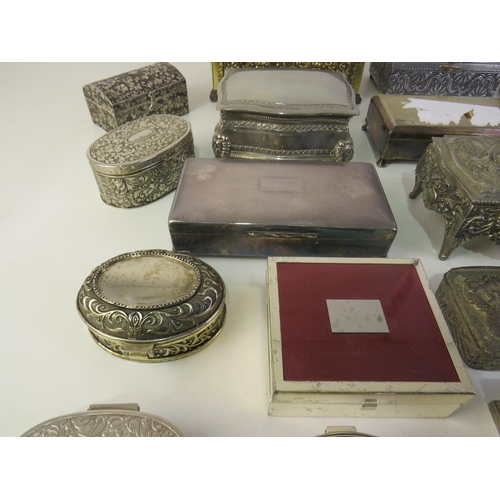 340 - Collection of ornate silver plated boxes and trinket boxes