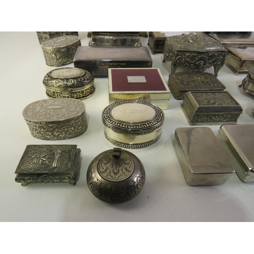 340 - Collection of ornate silver plated boxes and trinket boxes