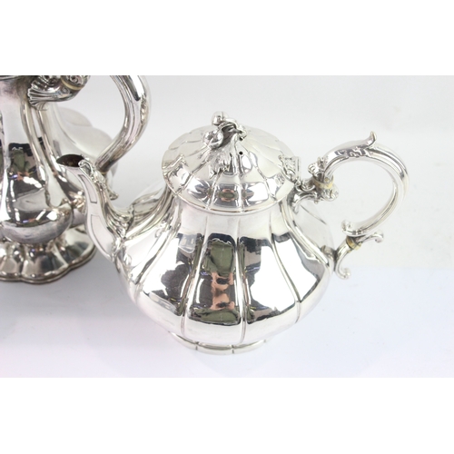 13 - Vintage Silver Plate Ware Pumpkin Tea Set 2616g x 3