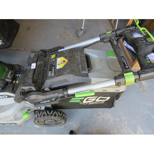 317 - twenty-one inch ego battery lawn mower and grass box , thirty inch ego battery hedge trimmer double ... 