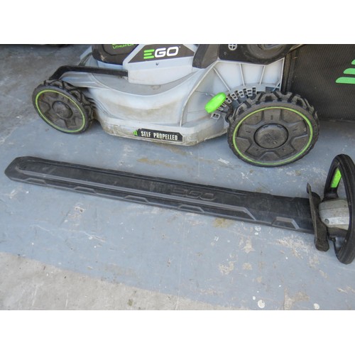 317 - twenty-one inch ego battery lawn mower and grass box , thirty inch ego battery hedge trimmer double ... 